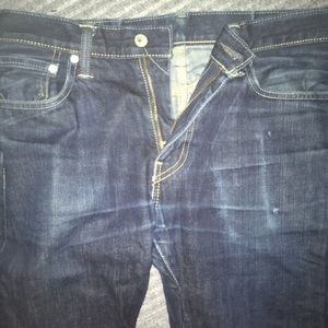 Levis 513 32 30 worn raw dark denim vintage